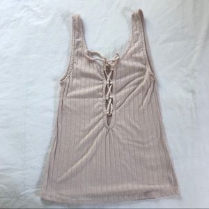 Lace-up Ribbed Tank Top